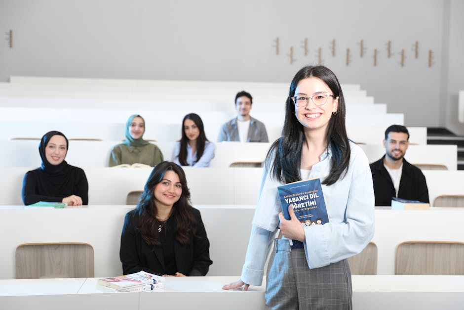 Diverse group of adults learning Dutch in a modern classroom setting